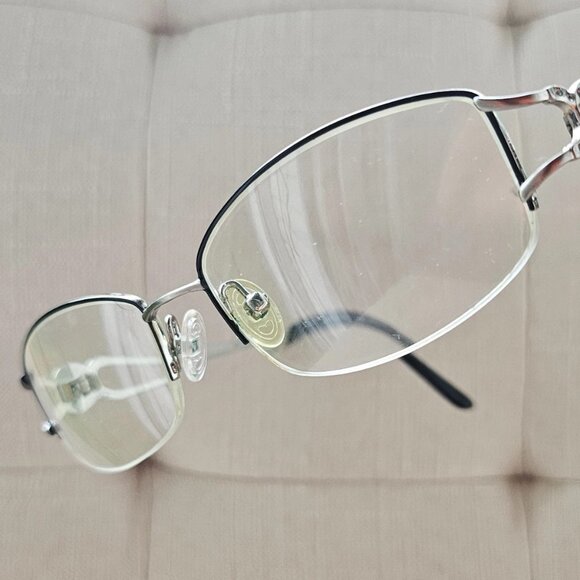 Vintage Tura Women Eyeglasses Frame Silver Tone Glasses Half Rim